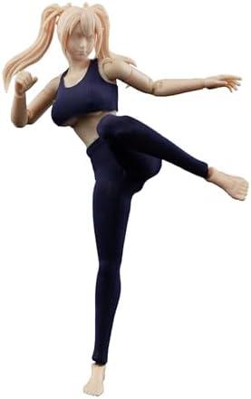 1/12 Scale Female Action Figure,6inch Flexible Young Girl Figure Body Doll with Head Sculpt&Replaceable Chest Clothes Accessory Collection