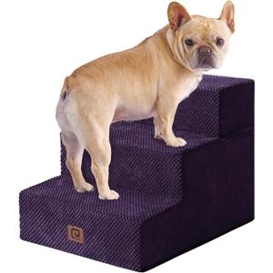 EHEYCIGA Dog Stairs for Small Dogs 13.5" H, 3-Step Dog Steps for Couch Sofa and Chair, Pet Steps for Medium Cats, Non-Slip Balanced Pet Ramp Indoor, Purple