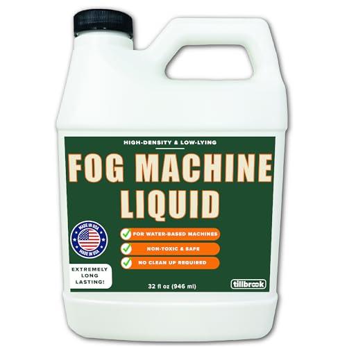 Fog Machine Liquid - 32 oz Tillbrook Fog Machine Fluid - High Density & Long-Lasting Fog Juice - Low-Lying, Universal, Water-Based Solution for Spooky Halloween Parties, Haunted Houses, & Concerts