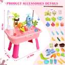 Water Table for Toddlers 1-3, Kids Play Sink for Toddlers with Pump, Whale Slide, Waterfall Shower & Pretend Kitchen Accessories, Summer Baby Water Toy for Outdoor Backyard Sensory Play (Pink)