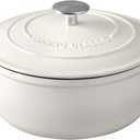EDGING CASTING Dutch Ovens Enameled Cast Iron Covered 5.5 Quart Dutch Oven with Dual Handle for Bread Baking, White