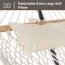 SUNCREAT Double Outdoor Hammock with Stand Included, Portable Cotton Rope 2 Person Hammock for Outdoor, Patio, Garden, Backyard, Beige