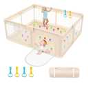 Playpen for Babies and Toddlers 79x71inch - Extra Large Baby Gate Play Pen with Soft Breathable Mesh Cover - Indoor and Outdoor Baby Playard - Portable Playpen for Babies (Apricot)