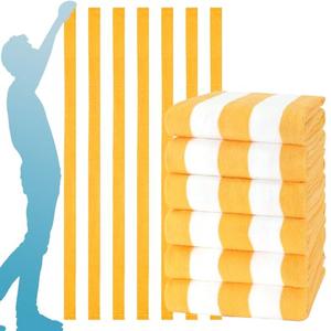 Genovega 6 Packs Stripe Beach Towel Thin Terry Set XL Big Extra Large Oversized Accessories Essentials Soft Super Clearance Pool Swim Camping Travel Bath Towels Bulk Men Women Adults Gift Yellow