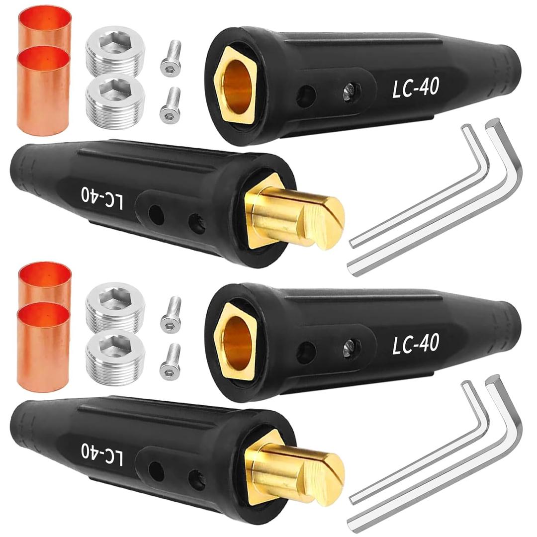 LC-40 Welding Leads,Welding Lead Connectors,Welding Cable Connectors,Male & Female Welding Connectors for Welding Machine Accessories,1/0 and 2/0 Welding Cable Size Capacity,Rated up to 350 Amps-2PACK