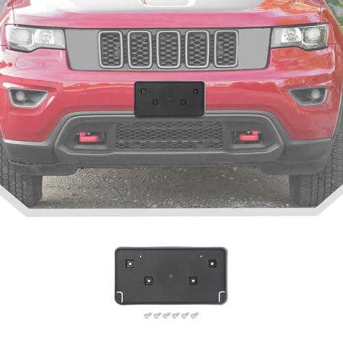 JeCar Front License Plate Bracket Frame Fit for 2017-2023 Jeep Grand Cherokee License Plate Mount Holder (Black)