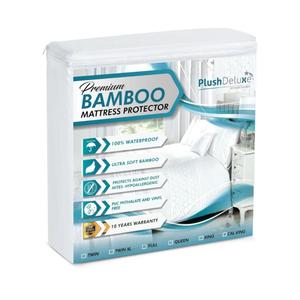 PlushDeluxe Premium Bamboo Mattress Protector – King Size, Waterproof, & Ultra Soft Breathable Noiseless Washable Bed Mattress Cover for Comfort & Protection - White