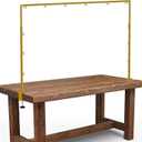 Over The Table Rod Stand with Clamps - Adjustable Table Arch Stand, Metal Table Rod for Wedding, Birthday, Halloween, and Christmas Decorations (29"-97" Length, 26"-42" Tall, Gold)