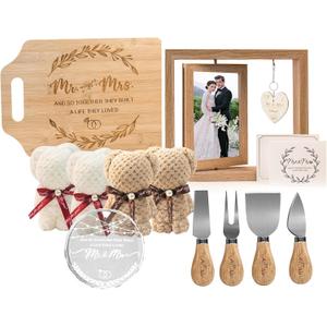 Wedding Gifts, Bride Gifts Engagement Gifts for Couples Anniversary Mr and Mrs Gifts for Groom Picture Frame Glass Ornament Cutting Boards Cheese Knives, Etc