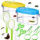 2 Sets Bug Catcher Kit Outdoor Toy Gift for Kids Outdoor Explorer Kit Kids Bug Catching Kit Insect Bug Habitat with Magnifying Glass, Tweezers, Bug Catcher and Net for Science Exploration