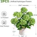 2 pack fake flowers Trees UV Resistant Artificial Hydrangea Plants indoor outdoor realistic floor plants large faux plastic plantas in Pot for home Porch Garden Office Porch Patio front bonsai Decor