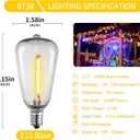 50 Pack ST38 Edison E12/C7 Small Base Outdoor 1w 2700k Led Light Bulbs