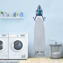 ORLESS Ironing Board Hanger Metal Wall Mount Iron and Ironing Board Holder, Laundry Room Decor and Storage with Large Storage Black Wooden Base Basket
