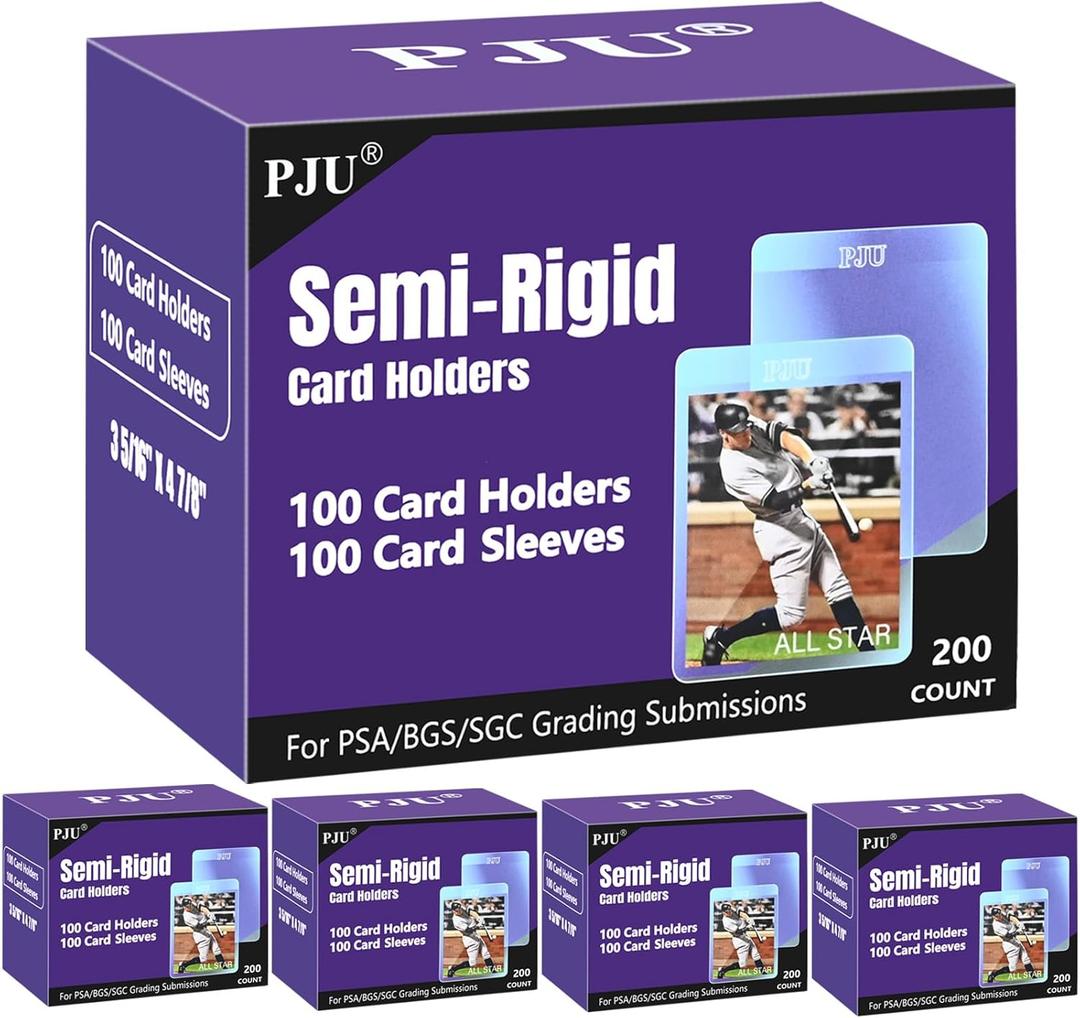 500ct Semi Rigid Card Holders & 500ct Card Sleeves for PSA, SGC, BGS, CSG Graded Card Submissions, Semi Rigid Card Sleeves, Baseball Card Protectors, PSA Graded Card Sleeve for Trading Card