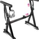 Liquid Stands Keyboard Stand w/ Wheels - Black Z Style Adjustable & Portable Professional Heavy Duty Digital Piano Stand - Fits 54-88 Key Electric Pianos - Sturdy Rolling Musical Keyboard Stand
