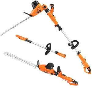 GARCARE 2 in 1 Electric Pole Hedge Trimmer 18 inch Dual-Action Laser Cut