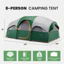 OLIXIS 8 Person Camping Tent, Tool-Free Setup Family Tent, 78.7in Tall Double Layer Waterproof, Portable with Carry Bag for Outdoor Trips, Backpacking, Hiking, Green
