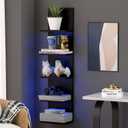 5 Tier Wall Shelf with RGB Light, Modern Wall Mount Lack Shelf, Vertical Column Shelf Floating Storage Home Decor Organizer Tall Tower Design Utility Shelf, Black
