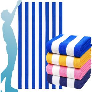 4 Packs Extra Large Beach Towel Bath Towel 72 * 40 Set Oversized Soft Absorbent Microfiber Terry Blanket NOT Cotton Mexico Costa Rica Bahamas Punta Trip Must Have Water Park Vacation Essentials (Yellow Navy Pink Green Blue)