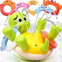 Sizobi Baby Bath Toys, Rechargeable Turtle Bath Toy Sprinkler for Toddler with 5 Rings, Bathtub Fountain Spray Toy,Pool Water Bath Toys for Kids Ages 1-3 Boys Easter Basket Stuffers Birthday Gifts