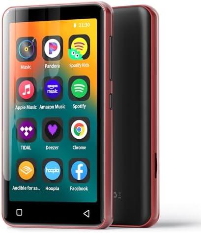 MP3 Player with Bluetooth and WiFi,MP3 Player with Spotify,Spotify Kids,Audible,Pandora,Amazon Music,4" Music Player MP4 Up to 1TB(80GB,Red_Black)