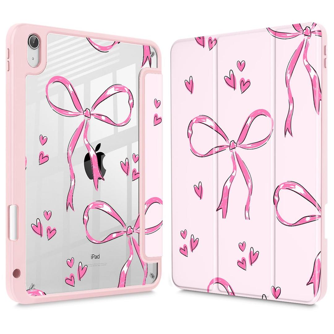Mektron Case for 2025 iPad 11 inch (A16 Chip) 11th Gen Fit iPad 10th Gen10.9 inch 2022, Buit in Pencil Holder with Shockproof Cover Clear Shell + Trifold Stand + Auto Wake/Sleep, Bows C360