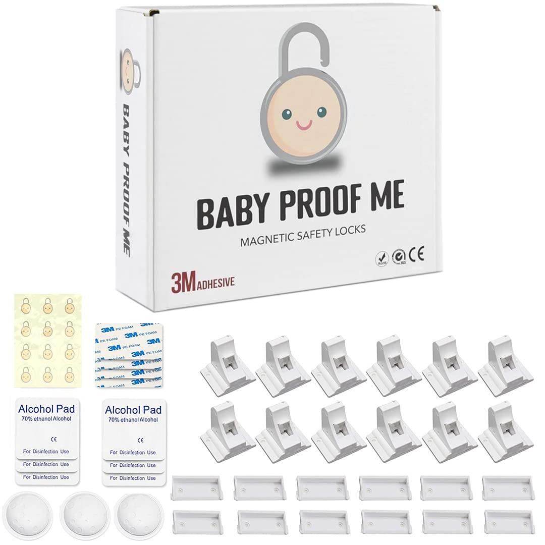 Pack of 12 Magnetic Baby Cabinet Locks for Child Safety with 3 Keys, 3M Adhesive Easy Installation, Baby Proofing Magnetic Locks for Cabinets and Drawers