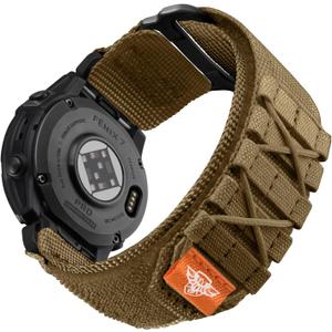 Bandletic Compatible with Garmin Instinct Watch Bands, Rugged Tactical Nylon for Fenix 8 47mm/7/6 Pro/5 Plus, Quick Fit 22mm Strap Fit for Forerunner 965/955/945/Approach S70/S62/S60/Epix 2 Pro/Quatix (Tan)