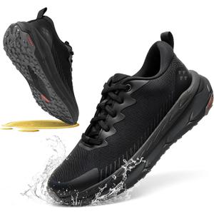 SPIEZ Non Slip Work Shoes for Men, Oil & Slip Resistant Kitchen Chef Food Service Safety Shoes, Air Cushion Lightweight Breathable Work Sneakers for Standing All Day Black, US 7.5-12