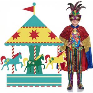 Colingmill 3ft Circus Theme Party Decorations Carnival Carousel Cardboard Cutout Life Size Funny Photo Booth Prop Decor for Circus Birthday Baby Shower Party Supplies Event Outdoor Yard Garden, 35.43 inches