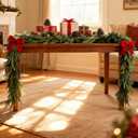6ft Christmas Norfolk Pine Garland, 2Pcs Artificial Christmas Greenery Garland for Mantel Fireplace Table Wall Stair Window Outdoor Indoor Holiday Decorations 2pcs