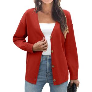 Zeagoo Women's Oversized Button Cardigan Sweaters 2026 Fall Open Front Lightweight Cardigans V Neck Loose Knit Outwear (S)