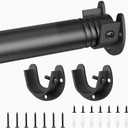 Closet Rod for Hanging Clothes, 17 to 67 Inch Adjustable Closet Hanging Rod, Heavy Duty Clothes Hanging Rod Bar Black Metal Closet Poles with Threads for Wardrobes, Closet, Bathroom, Windows