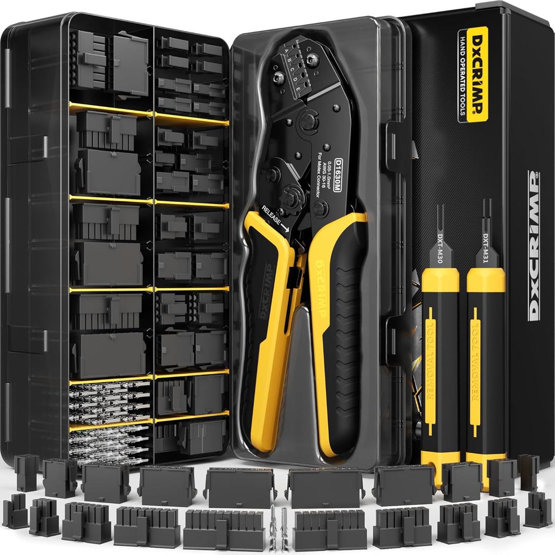 Micro-Fit 3.0 Crimping Tool Kit, 22 Types 220 Pin 3.0mm Pitch Connectors, Ratcheting Crimper for 3020 AWG, with Pin Extractors, PC/PSU & Appliance Wiring, Compatible with Molex Micro-Fit 3.0
