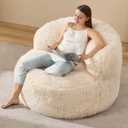 Hobestluk Bean Bag Chair Giant Bean Bag Chairs for Adults Big Adult Bean Bag Chair with Foam Filler Large Beanbags with Stuffed Back Lazy Sofa, White-Oversize