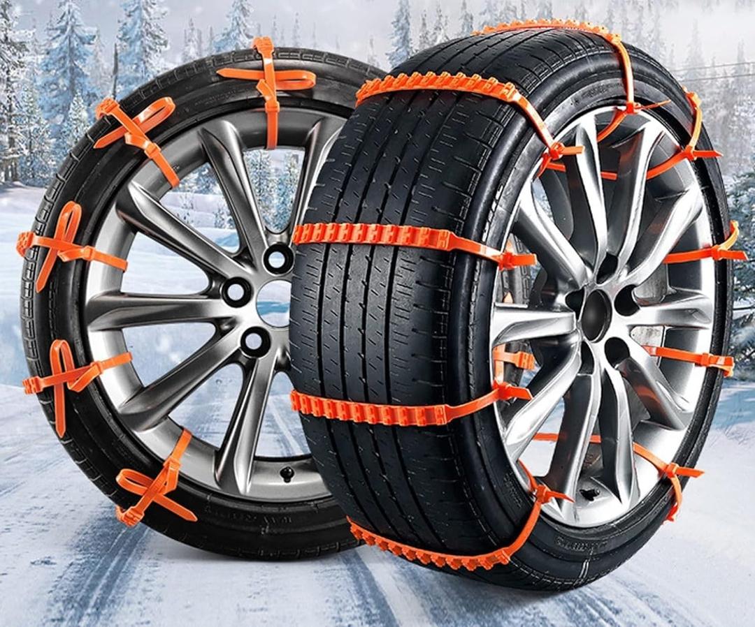 20 PCS Snow Chains Zip tie snow chains for car tires tire cables for Car SUV Pickup Trucks Easy To Install reusable Non-Slip Cable Tie (red)