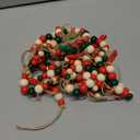 Amyhill 2 Pcs Christmas Hanging Photo Display with Wood Clips, Wooden Beads Garland Christmas Holiday Card Picture Frame 4 Feet DIY Green Red Photo Holders for Xmas Holiday Country Decor