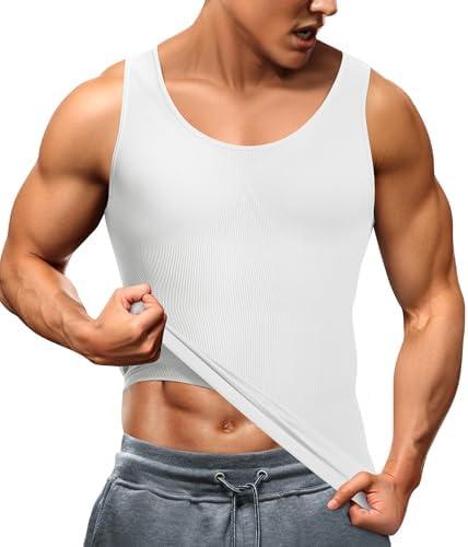 TAILONG Compression Shirts for Men Shapewear Slimming Body Shaper Waist Trainer Vest Workout Tank Tops Abdomen Undershirts XS/S