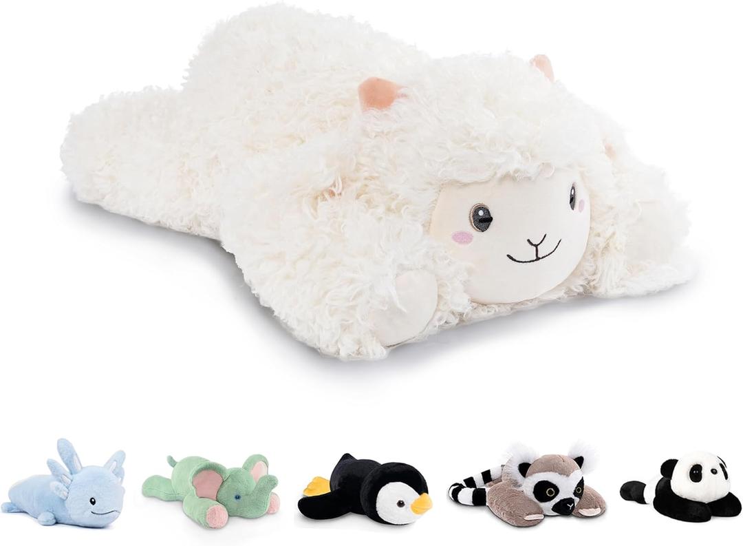 Niuniu Daddy 20" | 3.3 Pound Sheep Weighted Stuffed Animals, Large White Goat Pillowfort Stuffed Lap Animal Toys for Kids Adults, Big Plush Body Pillow for Gifts Birthday Christmas Holiday (Medium)