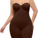 SHAPELLX Shapewear for Women Strapless Bodysuits Tummy Control Body Shaper Butt Lifting Shapewear with Removable Straps (Medium, Brown)