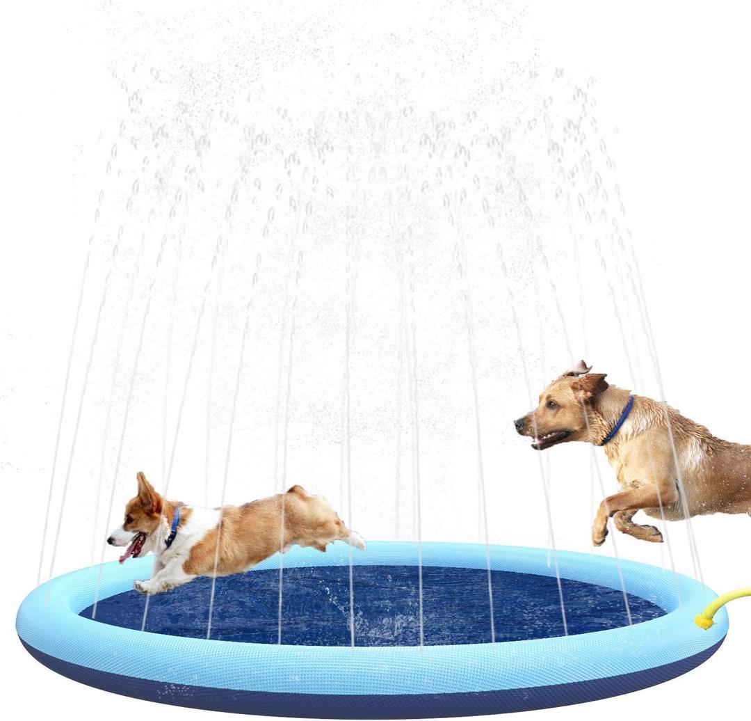 Splash Pad for Dogs Kids, Non-Slip Pet Thickened Durable Sprinkler Wading Pools, Splash Play Mat Outdoor Game Water Toys for Baby Girls Boys Children Pets