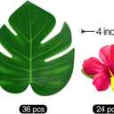 60Pcs Tropical Party Decorations Supplies Tropical Palm Leaves Hibiscus Flower Simulation Artificial Leaf for Hawaiian Luau Safari Party Jungle Beach Theme BBQ Birthday Parties Decorations Table Decor