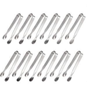 Ice Tongs Sugar Cubes Tongs - 12 Pack Stainless Steel Small Serving Tongs for Appetizers Coffee Tea Party