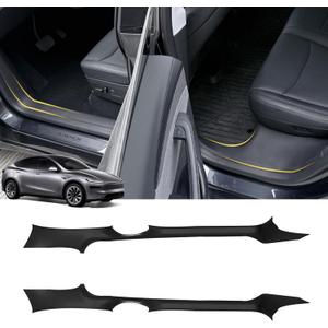 2Pcs Door Sill Protector for Tesla Model Y Juniper 2025-2026 Accessories - TPE One-Piece Design, Full Coverage Protection, Waterproof & Anti-Scratch, No Tools Installation