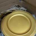 50 Pcs 13" Vintage Gold Charger Plates Round Beaded Chargers Bulk for Dinner Plates Serving for 50 Guests for Antique Wedding Holiday Party Bridal Shower Event Dinner Table Setting Decoration