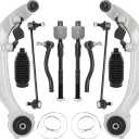 10pcs Front Lower Control Arms Suspension Kit w/Ball Joints, Tie Rods, Sway Bars Compatible with 2007-2013 Nissan Altima