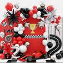 RUBFAC Red and Black Balloon Garland Arch Kit, 2026 Graduation Party Decorations Balloons, 140pcs Red Black and Metallic Silver Confetti Star Latex Balloons for Birthday Wedding Party Decorations