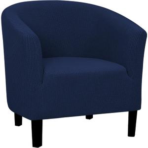 Easy-Going Stretch Club Armchair Slipcover 1 Piece Barrel Tub Sofa Cover Furniture Protector Jacquard Couch Cover Navy