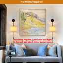 XSDeTu Wall Sconces Set of Two, Plug in Sconces Wall Lighting with Fabric Shade, Farmhouse Wall Lamps with Plug in Cord, Rustic Wall Lights with Wood Arm and On/Off Switch for Bedroom, Living Room