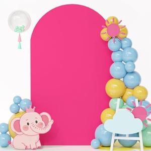 FOTSHARER Hot Pink Arch Cover 6FT Wedding Arch Cover Spandex Fitted Arch Backdrop Cover for Arch Stand Chiara Arch Covers Stretchy Backdrop Fitting Arch Fabric Cover for Gender Reveal Party Decoration
